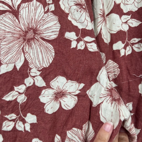 Abercrombie & Fitch High Rise Floral Print Pull-On Pants Linen Blend - Picture 9 of 10